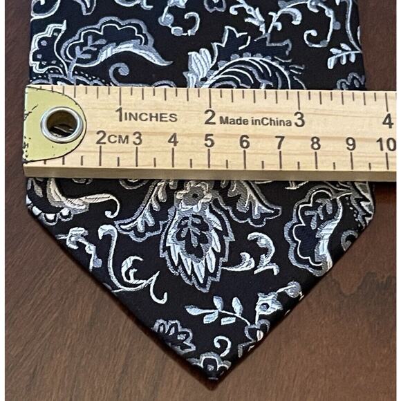 Ferre Massino Black Gray Hand Made 100% Silk Made In China Long - Picture 4 of 9